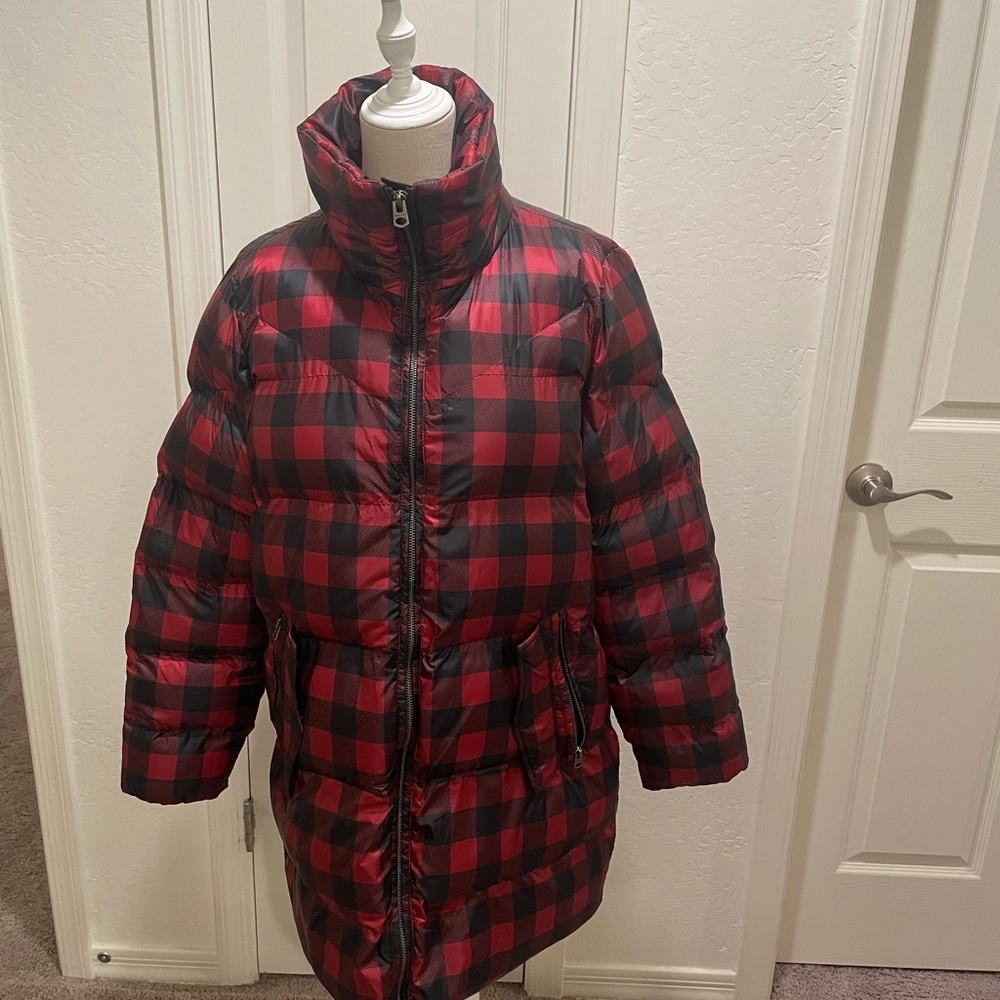 Women’s Lucky Brand Red and Black Plaid Puffer coat
